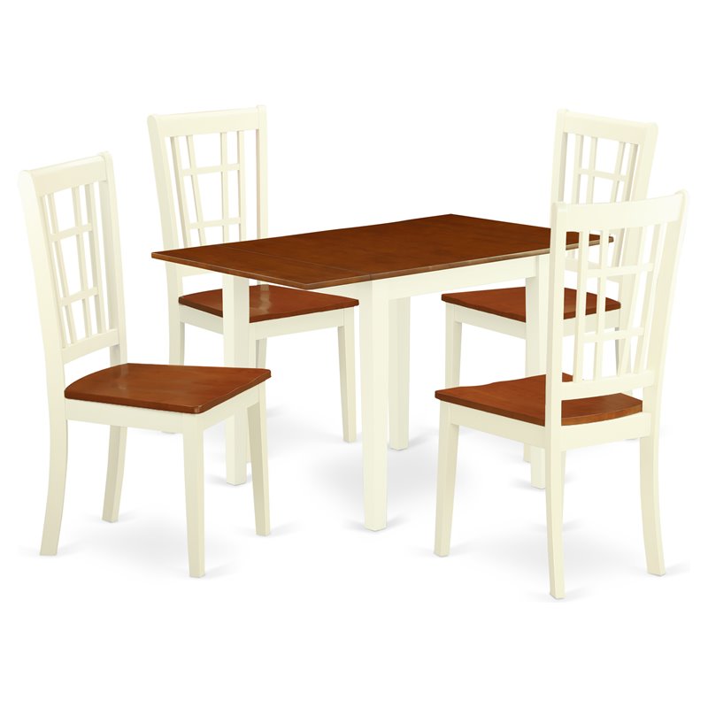 Pemberly Row 5-Piece Dining Table Set in Buttermilk and Cherry Finish