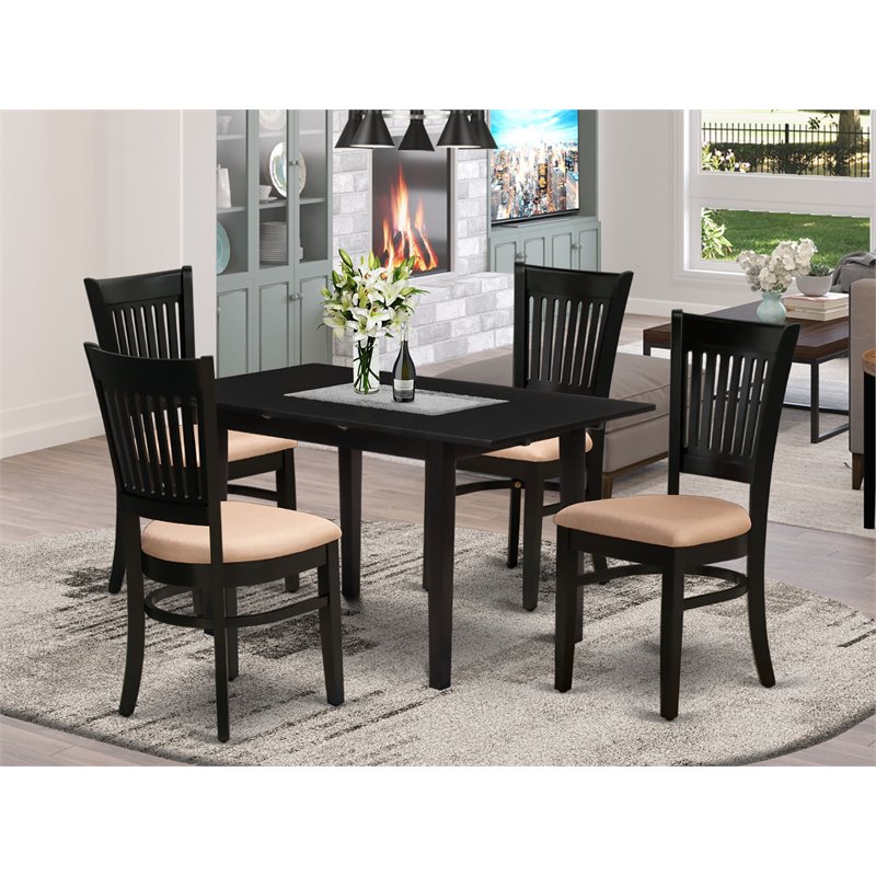 Pemberly Row 5-Piece Traditional Black Dining Set with Rectangular Table