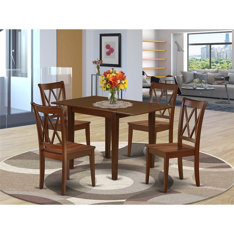 Pemberly Row 5-Piece Wood Dining Table Set with Chairs in Mahogany Finish