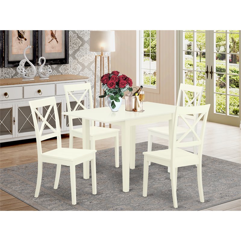 Pemberly Row 5-Piece Wood Dining Room Set in Linen White Finish