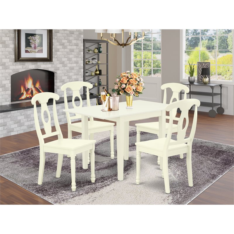 Pemberly Row 5-Piece Wood Dining Set with Napoleon Back Chairs in White