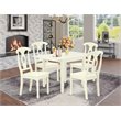 Pemberly Row 5-Piece Wood Dining Set with Napoleon Back Chairs in White