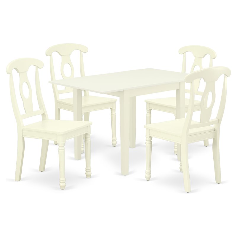 Pemberly Row 5-Piece Wood Dining Set with Napoleon Back Chairs in White