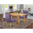 Pemberly Row 3-Piece Wood Dining Set Oak Finish with Drop Leaf Table