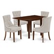 Pemberly Row 5-Piece Dining Set Wood Mahogany Finish with Linen Fabric