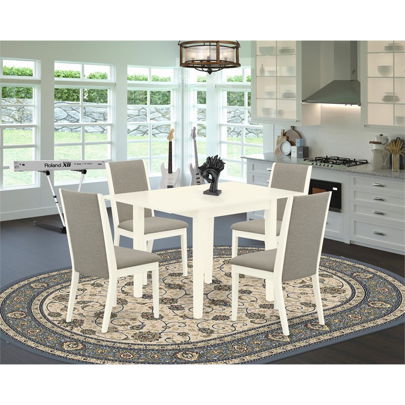 Pemberly Row 5-Piece Wood Kitchen Table Set in Linen White Finish