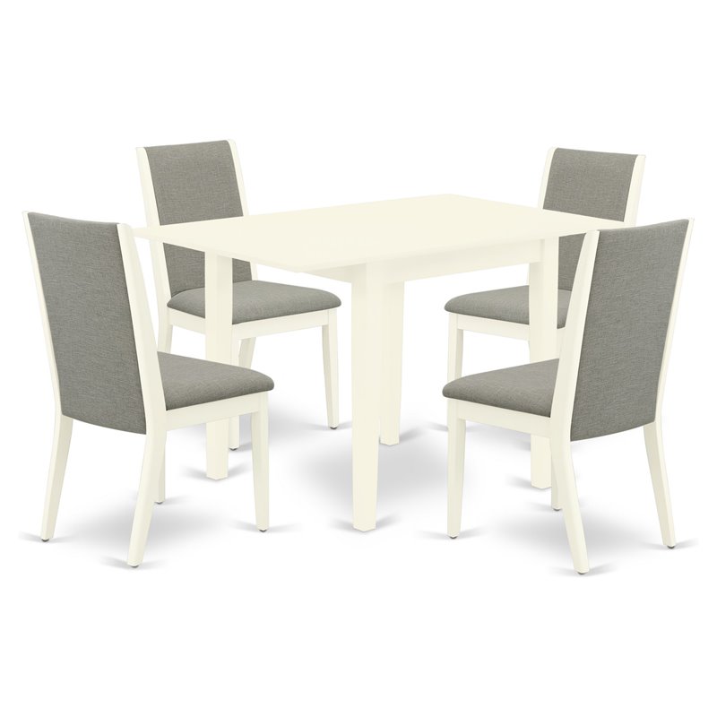 Pemberly Row 5-Piece Wood Kitchen Table Set in Linen White Finish