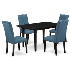 Pemberly Row 5-Piece Rubber Wood Dining Table Set with Upholstered Chairs