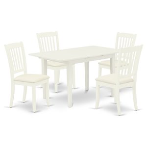 Pemberly Row 5-Piece Wood Dining Set with Upholstered Chairs in Linen White