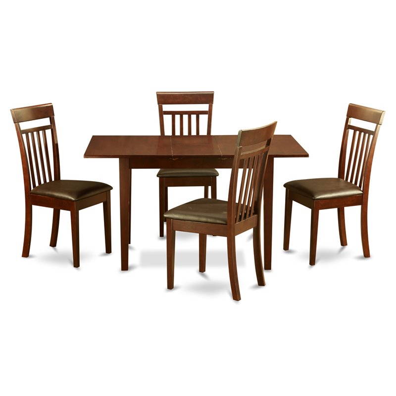 Pemberly Row 5-Piece Mahogany Kitchen Table Set with Faux Leather Chairs
