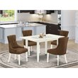 Pemberly Row 5-Piece Wood Dining Set with Parsons Chairs in Linen White