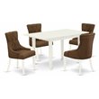 Pemberly Row 5-Piece Wood Dining Set with Parsons Chairs in Linen White