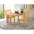 Pemberly Row 3-Piece Solid Wood Dining Set in Oak with Butterfly Leaf