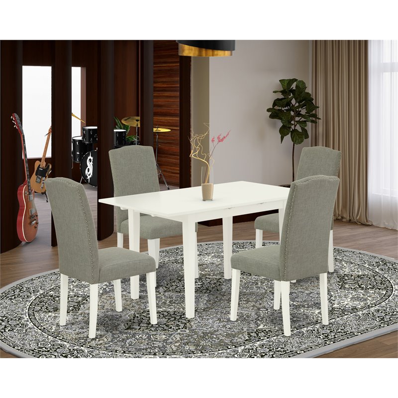 Pemberly Row 5-Piece Dining Set with High Back Chairs in White