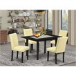 Pemberly Row 5-Piece Wood Dining Set with Padded Parson Chairs in Black