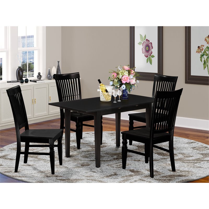 Pemberly Row 5-Piece Traditional Wooden Kitchen Set in Black
