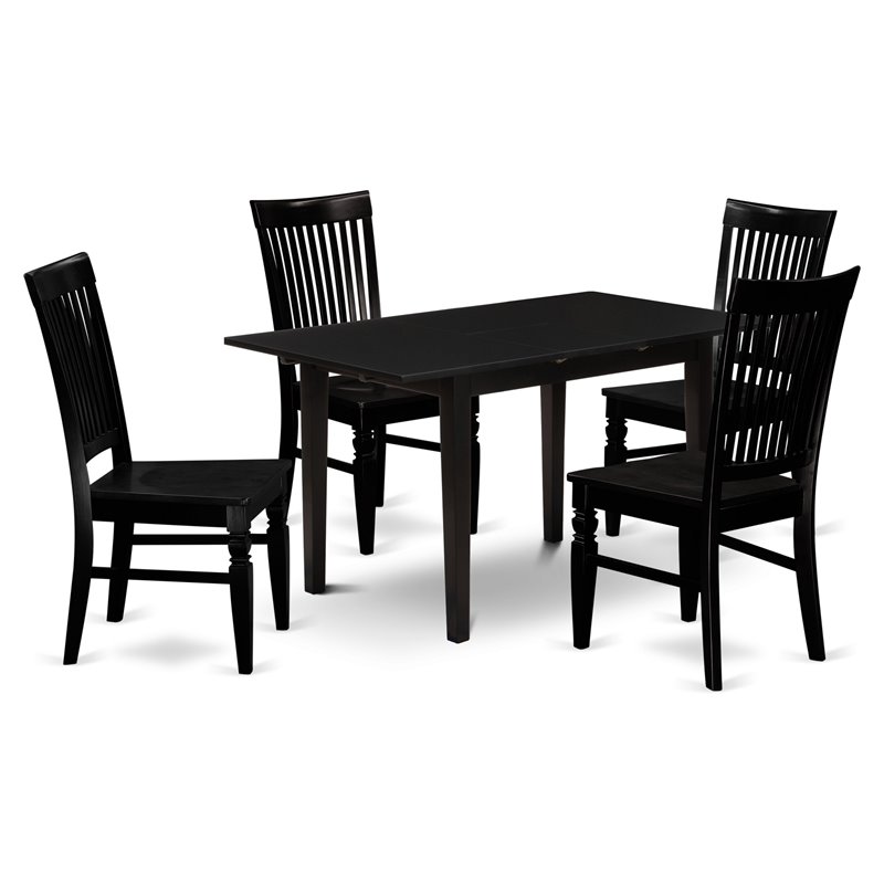 Pemberly Row 5-Piece Traditional Wooden Kitchen Set in Black