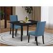 Pemberly Row 3-Piece Wood Dinette Set with Rectangular Table in Black
