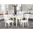 Pemberly Row 5-Piece Dining Table Set in Linen White Finish with Chairs