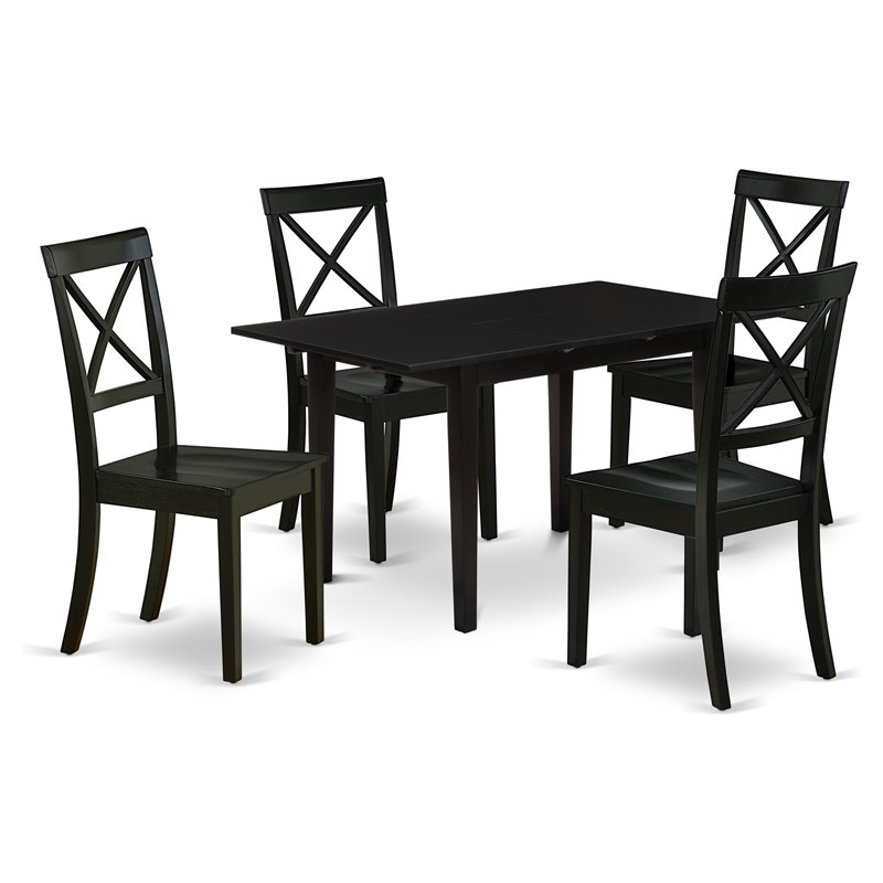 Pemberly Row 5-Piece Wood Dining Set with X-Back Chairs in Black Finish