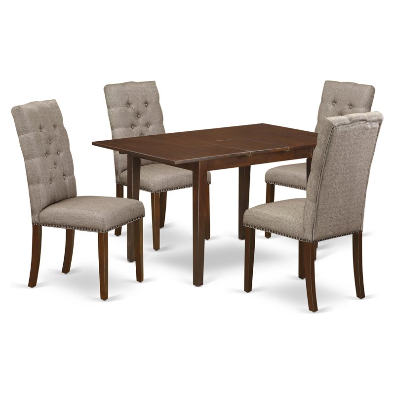 Pemberly Row 5-Piece Mahogany Dining Table Set with Upholstered Chairs