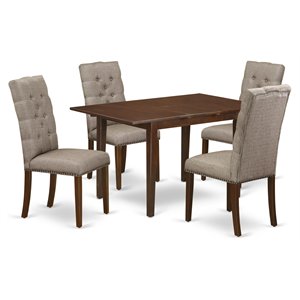 Pemberly Row 5-Piece Mahogany Dining Table Set with Upholstered Chairs
