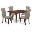 Pemberly Row 5-Piece Mahogany Dining Table Set with Upholstered Chairs