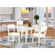 Pemberly Row 5-Piece Mid-Century Wood Dining Set in Linen White Finish