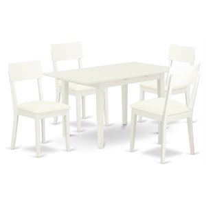 Pemberly Row 5-Piece Mid-Century Wood Dining Set in Linen White Finish