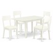 Pemberly Row 5-Piece Mid-Century Wood Dining Set in Linen White Finish