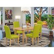 Pemberly Row 5-Piece Dining Set in Oak and Autumn Green with Parson Chairs