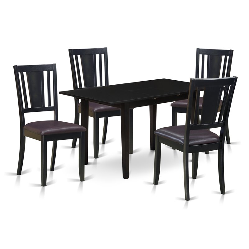Pemberly Row 5-Piece Traditional Rubberwood Dining Set in Black Finish