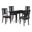 Pemberly Row 5-Piece Traditional Rubberwood Dining Set in Black Finish