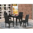 Pemberly Row 5-Pc Wood Dining Table Set with Parsons Chairs in Black
