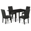 Pemberly Row 5-Pc Wood Dining Table Set with Parsons Chairs in Black