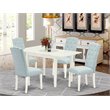 Pemberly Row 5-Piece Wood Dining Set with Tufted Back in Linen White