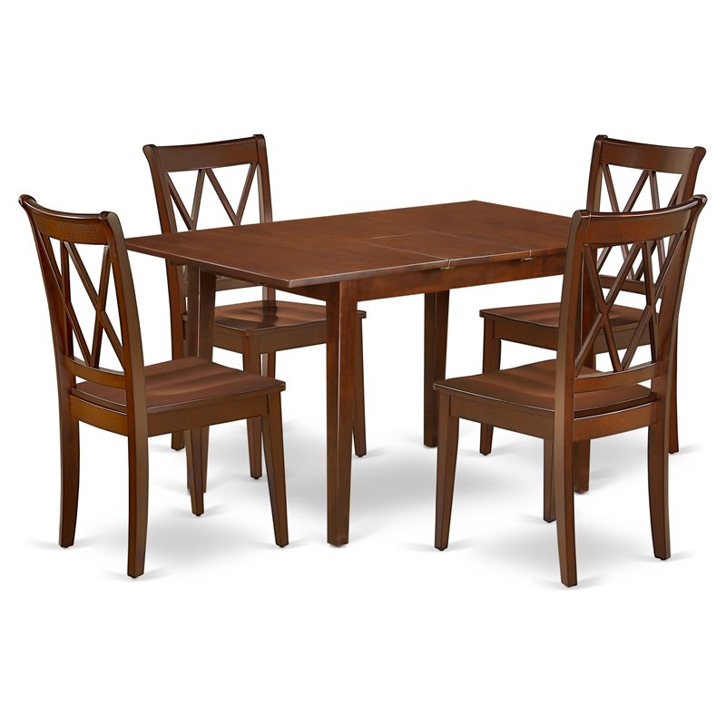 Pemberly Row 5-Piece Mahogany Wood Dining Set with Double X Back Chairs