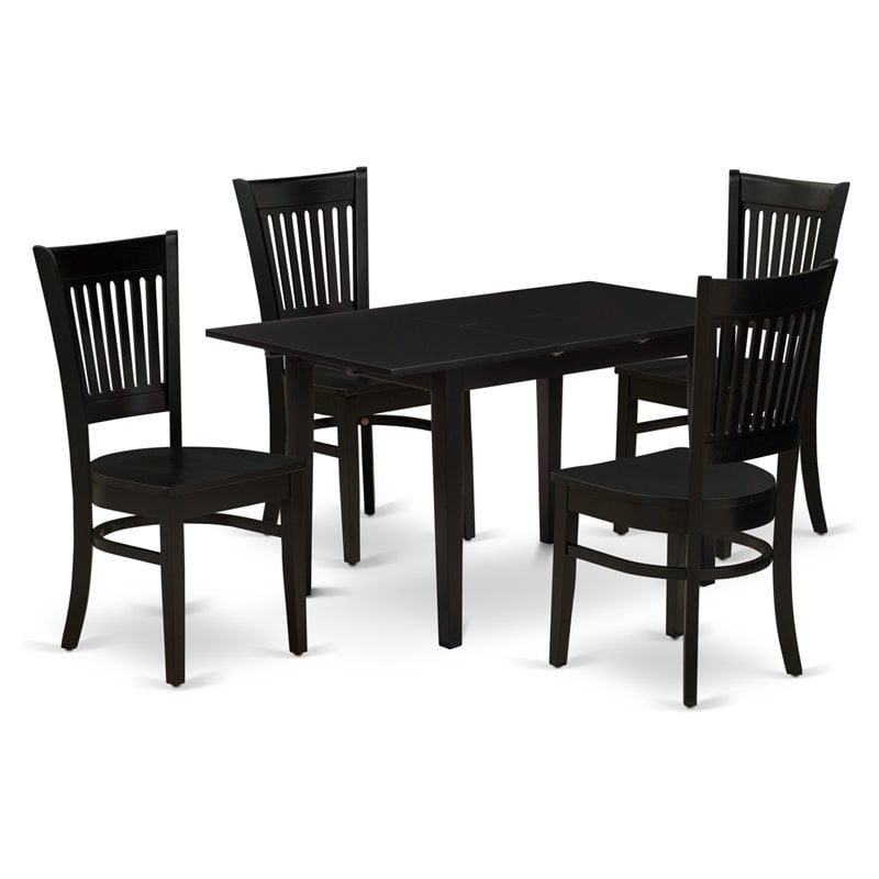 Pemberly Row 5-Piece Black Dining Set with Slatted Back Chairs and Table