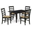 Pemberly Row 5-Piece Black Wood Dining Set with Ladder Back Chairs