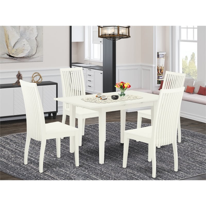 Pemberly Row 5-Piece Wood Dining Set with Linen White Finish