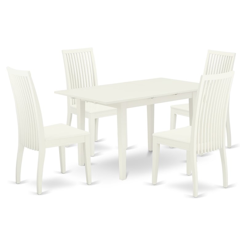 Pemberly Row 5-Piece Wood Dining Set with Linen White Finish