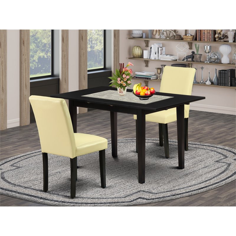Pemberly Row 3-Piece Black Wood Dining Set with Upholstered Chairs
