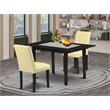 Pemberly Row 3-Piece Black Wood Dining Set with Upholstered Chairs