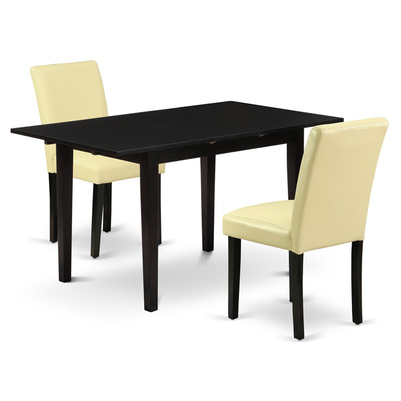Pemberly Row 3-Piece Black Wood Dining Set with Upholstered Chairs