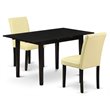 Pemberly Row 3-Piece Black Wood Dining Set with Upholstered Chairs