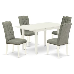 Pemberly Row 5-Piece Wood Kitchen Table Set in Linen White Finish