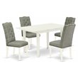 Pemberly Row 5-Piece Wood Kitchen Table Set in Linen White Finish