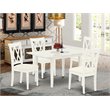 Pemberly Row 5-Piece Wood Dining Set with Linen Seats in White