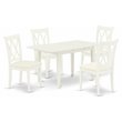 Pemberly Row 5-Piece Wood Dining Set with Linen Seats in White