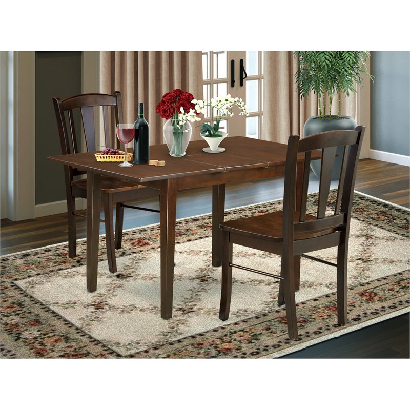 Pemberly Row 3-Piece Solid Wood Dining Set in Mahogany Finish